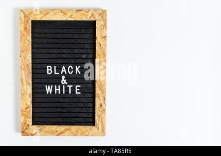 Schreiben board mit weißer Beschriftung schwarz und weiß. Stockfoto