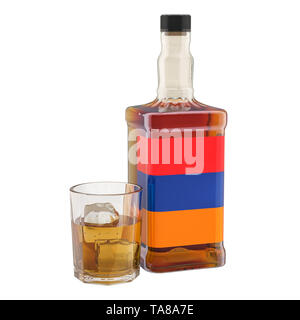 Die Produktion und der Konsum von alkoholischen Getränken in Armenien, Konzept. 3D-Rendering auf weißem Hintergrund Stockfoto