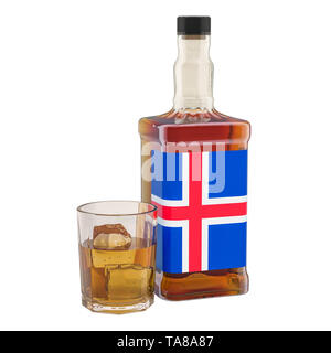 Die Produktion und der Konsum von Alkohol Getränke in Island, Konzept. 3D-Rendering auf weißem Hintergrund Stockfoto