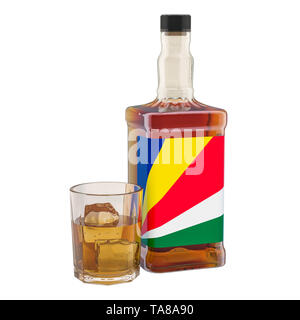 Die Produktion und der Konsum von Alkohol Getränke in Seychellen, Konzept. 3D-Rendering auf weißem Hintergrund Stockfoto