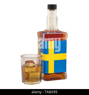 Die Produktion und der Konsum von Alkohol Getränke in Schweden, Konzept. 3D-Rendering auf weißem Hintergrund Stockfoto