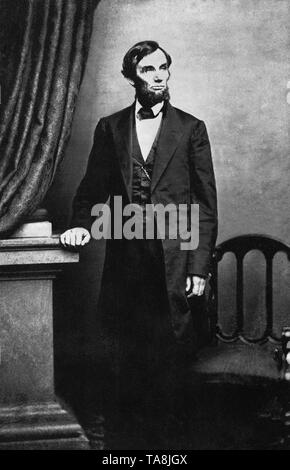 Kartenlänge Portrait von US-Präsident Abraham Lincoln, Foto von Alexander Gardner, Washington DC, USA, 1861 Stockfoto