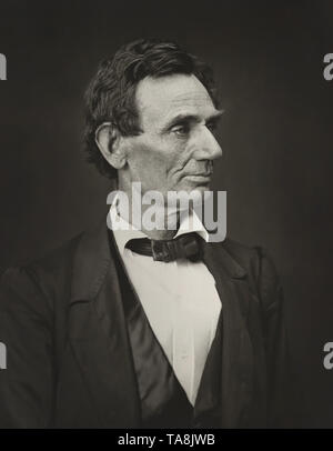 Kopf und Schultern Portrait von Abraham Lincoln, Foto Alexander von Hesler, 1860 Stockfoto
