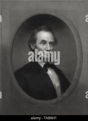 Kopf und Schultern Portrait von Abraham Lincoln, lackiert und gestochen von William E.Marshall, 1866 Stockfoto