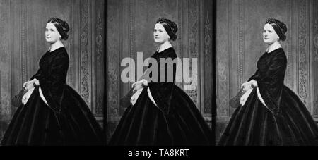 Frau Abraham Lincoln, drei Viertel Länge Porträt, Brady-Handy Fotosammlung, Anfang 1860 Stockfoto