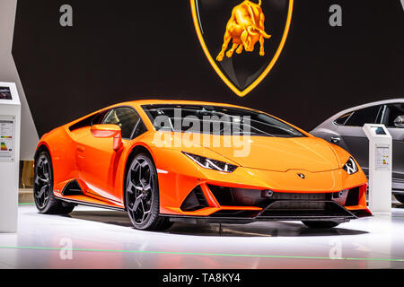 Genf, Schweiz, März 05, 2019 Lamborghini Huracan Evo Coupé am Genfer Autosalon, supercar Hergestellt von Italienischen Lamborghini Stockfoto