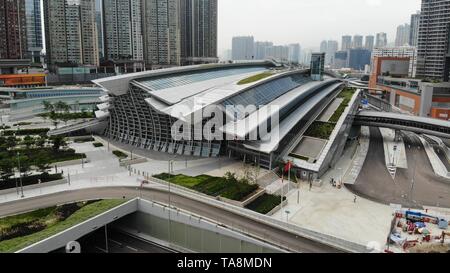 West Kowloon Station exteior, High Speed Rail Hongkong, Shenzhen, Guangzhou, Shenzhen und Hong Kong Express Rail Link Stockfoto