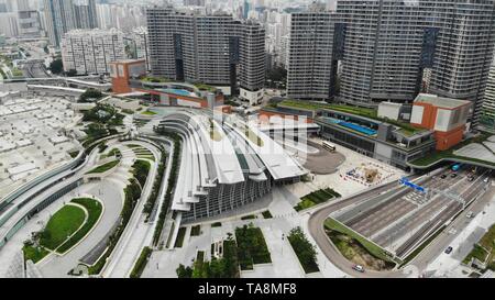 West Kowloon Station exteior, High Speed Rail Hongkong, Shenzhen, Guangzhou, Shenzhen und Hong Kong Express Rail Link Stockfoto