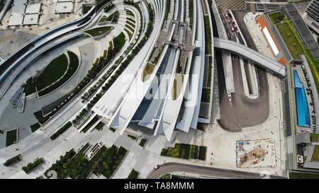 West Kowloon Station exteior, High Speed Rail Hongkong, Shenzhen, Guangzhou, Shenzhen und Hong Kong Express Rail Link Stockfoto