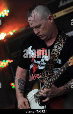 Quebec, Kanada. Kman & die 45 s live auf der Bühne während der Pouzza fest in Montreal durchführen. Stockfoto