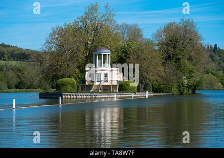 Tempel der Insel, Ausgangspunkt für Henley Royal Regatta, Henley-on-Thames, Oxfordshire, England, UK, GB. Stockfoto