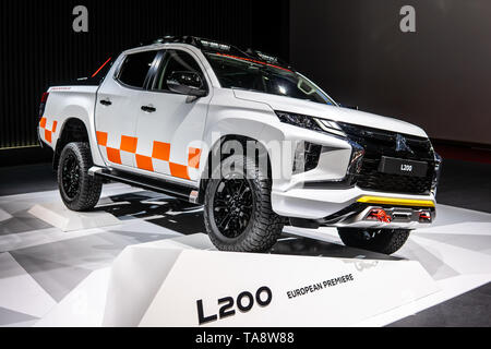 Genf, Schweiz, 07. März 2019: Mitsubishi L200 am Genfer Autosalon, Fünfte Generation Facelift, Pickup Truck von Mitsubishi Stockfoto