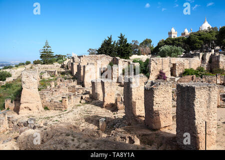 Ruinen von Karthago, Reste von Gebäuden sind in der Nähe der Acropolium. Auch als Saint Louis Kathedrale von Byrsa bekannt. Tunesien, Afrika Stockfoto