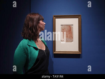 Ein Porträt von Leonardo, c 1515-18, Francesco Melzi, auf Anzeige an der Taste view für Leonardo Da Vinci: ein Leben in Zeichnung, im Queen's Gallery, Buckingham Palace, London, zurückzuführen. Stockfoto