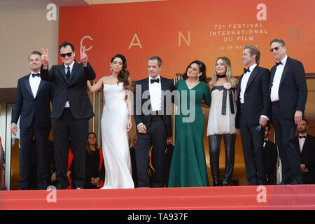 Mai 21, 2019 - Cannes, Frankreich - Cannes, Frankreich - 21. Mai: (L-R) Leonardo DiCaprio, Quentin Tarantino, Daniela, David Heyman, Shannon McIntosh, Margot Robbie und Brad Pitt nehmen an der Vorführung von "Once Upon A Time In Hollywood'' während des 72. jährlichen Filmfestspiele von Cannes am 21. Mai 2019 in Cannes, Frankreich. (Bild: © Friedrich InjimbertZUMA Draht) Stockfoto