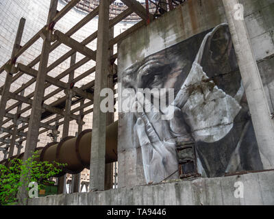 Zeichnung graffiti in der Sperrzone von Tschernobyl Stockfoto