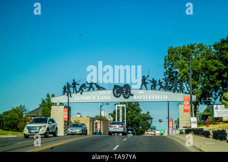 Niagara Falls, ON, Kanada - 18. Juli 2018: Der Lundy Lane Battlefield Memorial signage Stockfoto