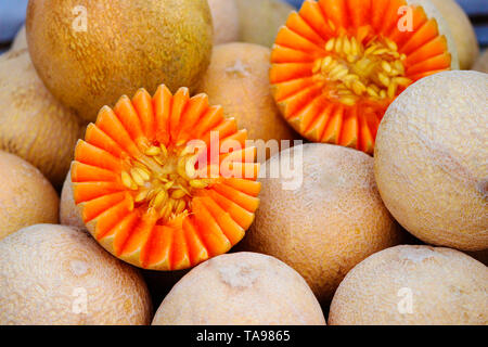 Honigmelone und Schichten. Stockfoto