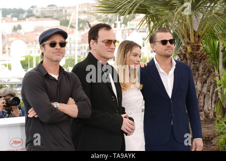 Mai 22, 2019 - Cannes, Frankreich - Cannes, Frankreich - 22. Mai: Brad Pitt, Quentin Tarantino, Margot Robbie und Leonardo DiCaprio an der Fotoshooting für "Once Upon A Time In Hollywood'' während des 72. jährlichen Filmfestspiele von Cannes am 22. Mai 2019 in Cannes, Frankreich. (Bild: © Friedrich InjimbertZUMA Draht) Stockfoto