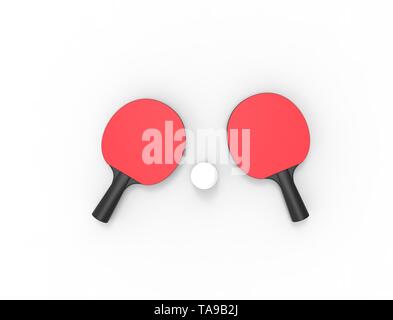 3D-Rendering von Tischtennis Schläger in den weißen Hintergrund isoliert. Stockfoto