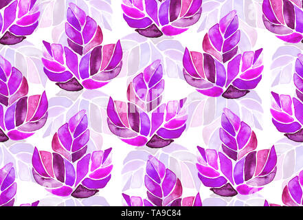 Nahtlose aquarell Muster Hintergrund Ahornblätter auf weißen, endlosen künstlerischen textile ornament Botanische Illustration in Boho style lackiert Stockfoto