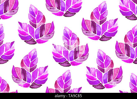 Nahtlose aquarell Muster Hintergrund Ahornblätter auf weißen, endlosen künstlerischen textile ornament Botanische Illustration in Boho style lackiert Stockfoto