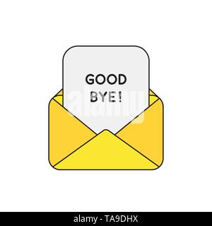 Vektor icon Konzept der Mail Umschlag mit Good bye Papier. Schwarzen umrissen und gefärbt. Stock Vektor