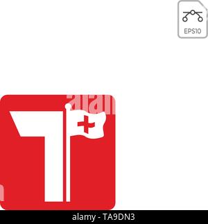 Erste T-Logo Design für business company in Schweizer vektor Symbol isoliert Stock Vektor