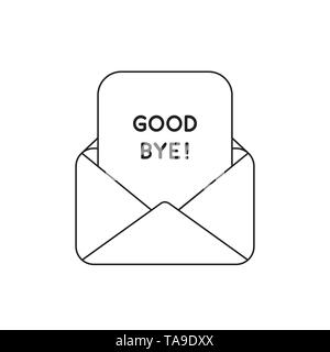 Vektor icon Konzept der Umschlag mit Good bye Papier. Schwarzen umrissen. Stock Vektor
