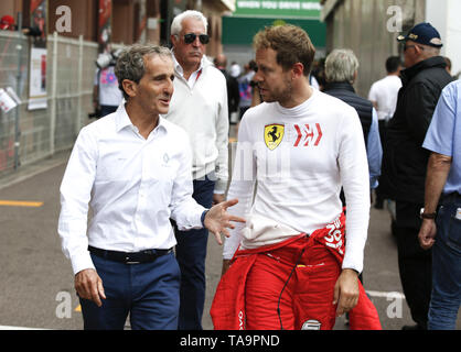 Motorsport: FIA Formel Eins-Weltmeisterschaft 2019, Grand Prix von Monaco, Alain Prost (FRA, Renault F1 Team), #5 Sebastian Vettel (GER, Scuderia Ferrari Mission Worfeln), Stockfoto