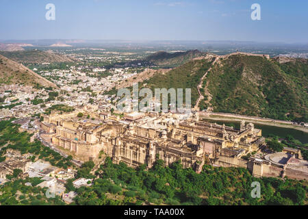 Bernstein (Amer) fort in Jaipur, Rajasthan, Indien Stockfoto