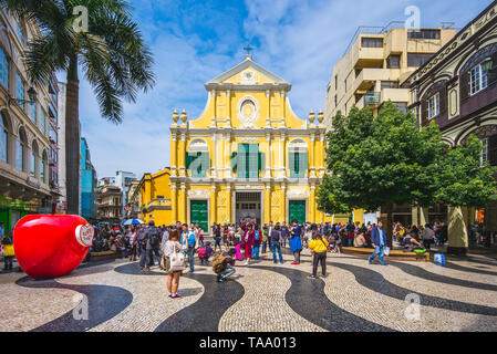 Macau, China - Februar 27, 2017: St. Dominic's Kirche, als eine der 29 Sites, die das historische Zentrum von Macau, ein UNESCO-Weltkulturerbe Form aufgelistet Stockfoto