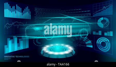 Low Poly Auto automation Diagnose Technologie. Industrial Data Analyse Business factory HUD dispalay Maschine Schweißer. Auto AI Polygon blaues Dreieck Stock Vektor