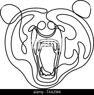 Durchgehende Linie Wut tragen Kopf, Heulen. Vector Illustration. Stock Vektor