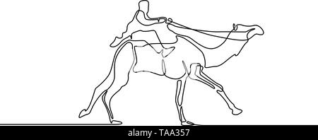 Kontinuierliche Zeichnung läuft Rider Kamel. Vector Illustration. Stock Vektor