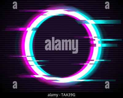 Eine beleuchtete Kreis mit glitch Wirkung Stock Vektor