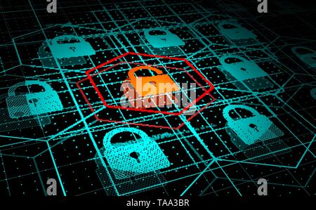 Cyber Attack, System unter Bedrohung, DDoS-Angriff Stock Vektor
