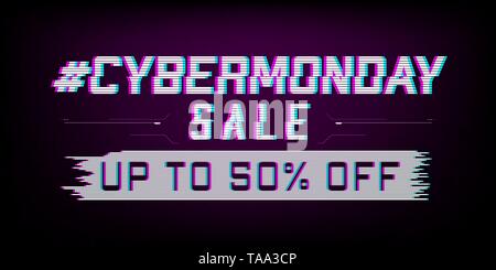 Glitch Cyber Monday Verkauf web Banner Stock Vektor