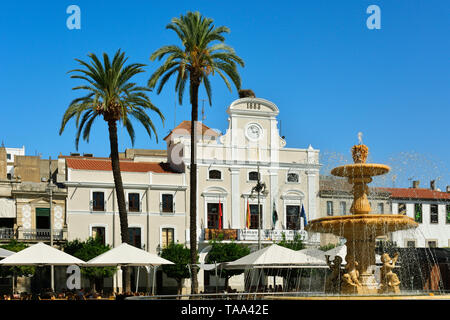 Ayuntamiento (Rathaus) an der Plaza de Espana. In Merida, Spanien Stockfoto