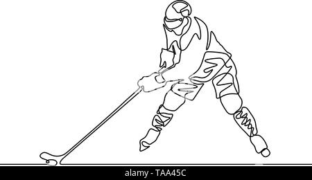 Kontinuierliche eine Zeile Hockeyspieler, Vektor, Abbildung Stock Vektor