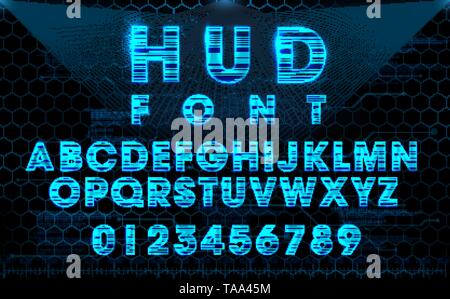 Futuristische HUD blue Vector font Design Stock Vektor