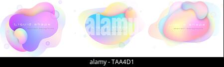 Satz von Liquid Elements Pastellfarben. Fluid bunte Formen. Stock Vektor