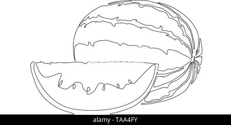 Durchgehende Linie zeichnen Wassermelone oder Melone. Vector Illustration. Stock Vektor