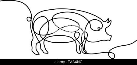 Kontinuierliche eine Strichzeichnung Schwein. Vector Illustration Stock Vektor