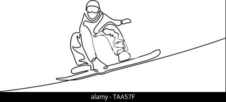 Kontinuierliche eine Strichzeichnung Snowboarder. Vector Illustration Stock Vektor