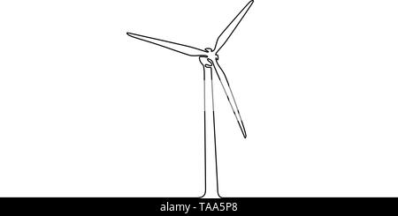 Kontinuierliche eine Windenergieanlage. Vector Illustration. Stock Vektor