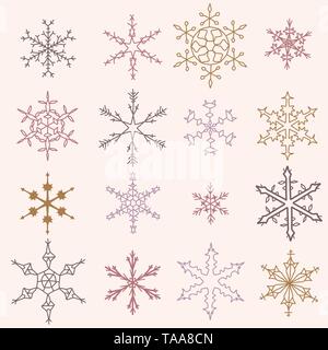 Schneeflocke winter Symbole gesetzt. Sammlung von Schneeflocke Symbole. Stock Vektor