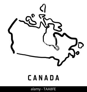 Kanada Karte outline-glatten vereinfachte Land formen Karte Vektor. Stock Vektor