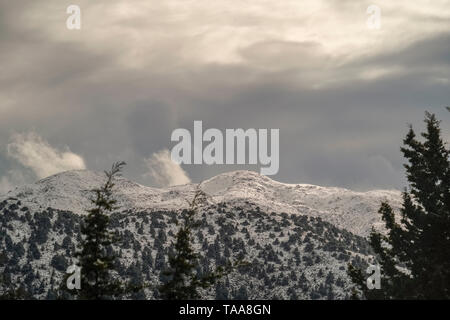 Snowscape in Lassithi Hochebene, Insel Kreta, Griechenland Stockfoto