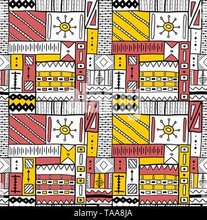 Nahtlose African Tribal Muster - künstlerische Mode Textur. Hintergrund Vektor. Stock Vektor